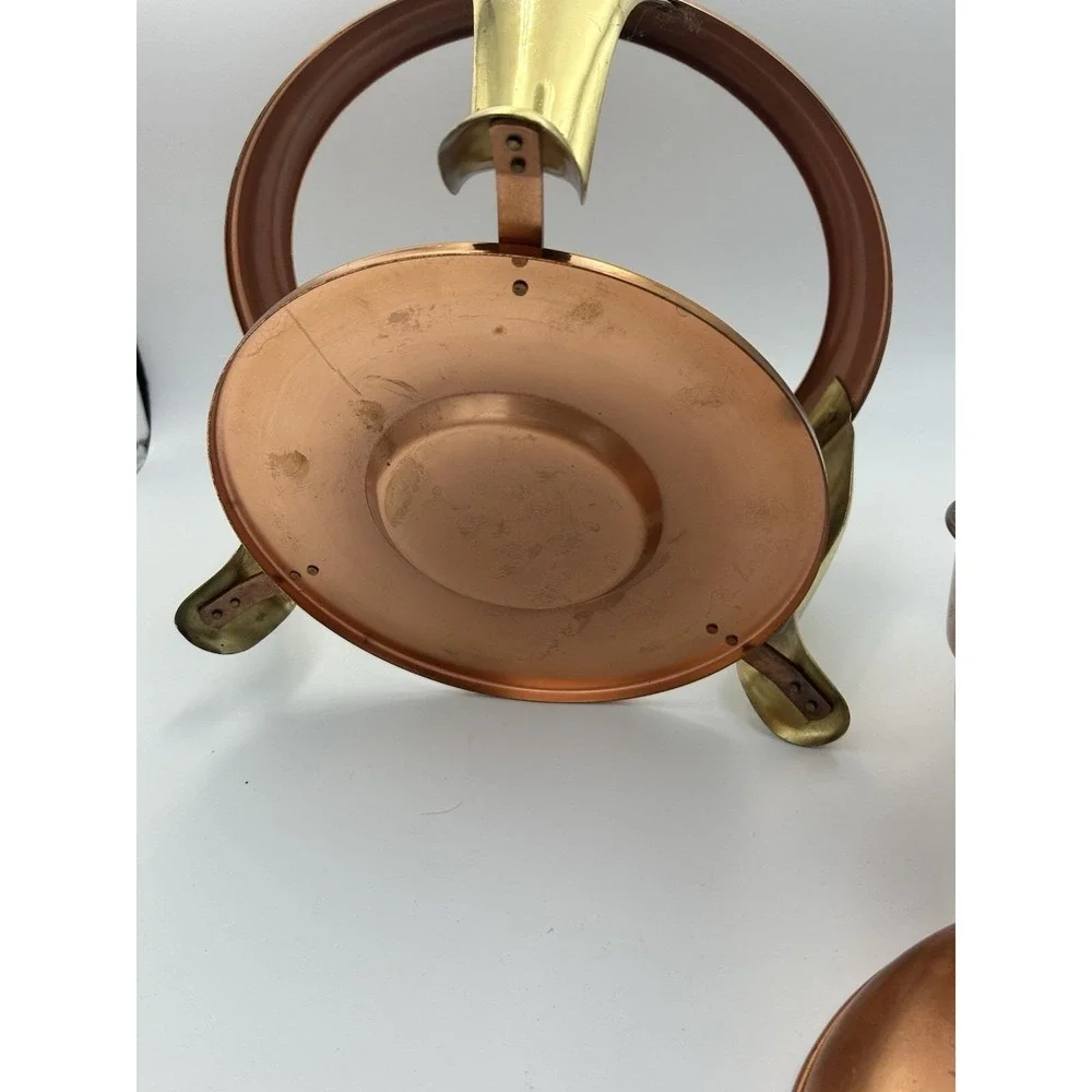 VTG Copper & Brass Patina Classic Chafing Dish Double Pan‎ Food Warmer Stand